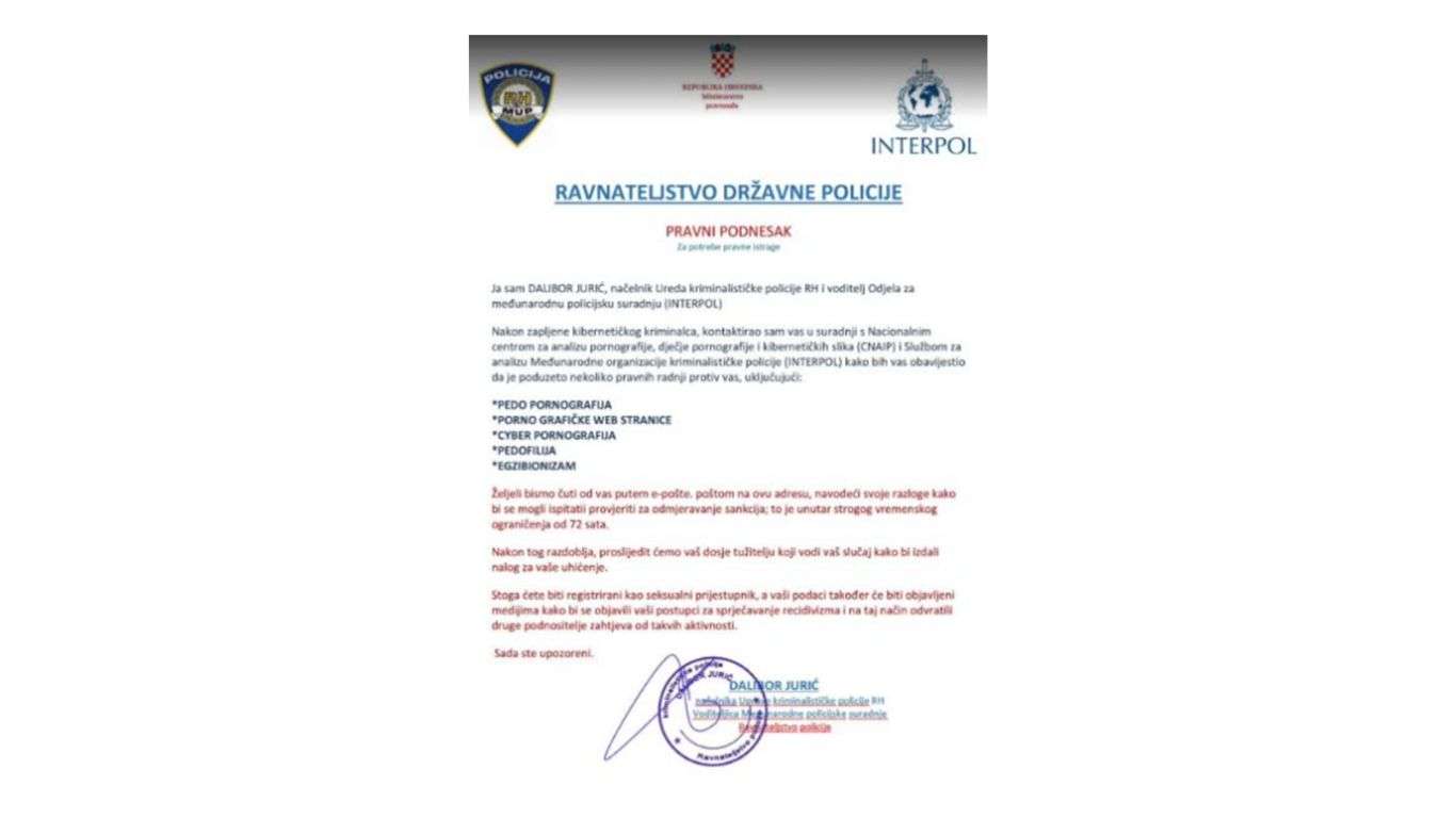 Stara prevara o e-mailovima Ravnateljstva policije ponovno kruži internetom